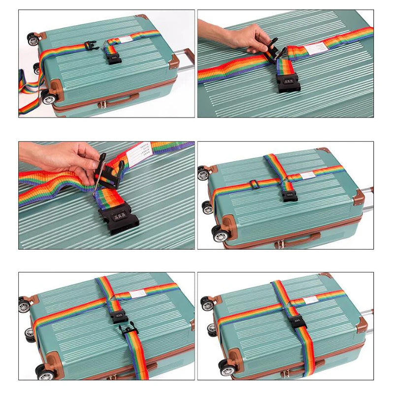 Nylon 3 Digits Password Lock Luggage Strap Cross Belt