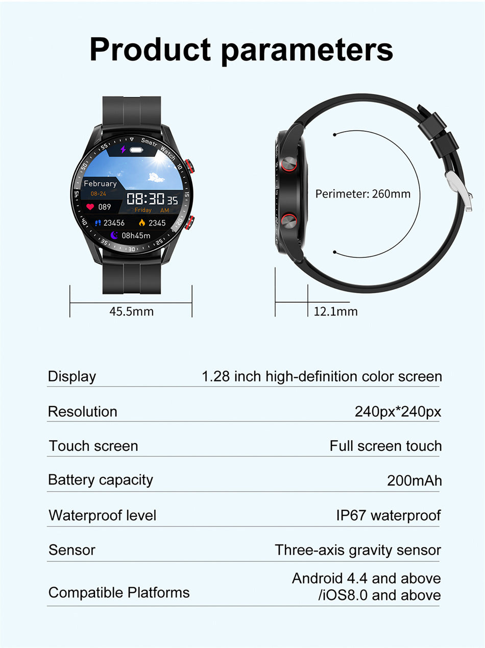 HW20 Smart Watch with ECG + PPG: 1.46" Large Screen Business Stainless Steel Strap & Call Function