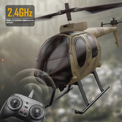 Side view of Z16 Remote-Controlled Helicopter Fixed Electric Remote-Controlled aviation RC model in durable ABS plastic with.