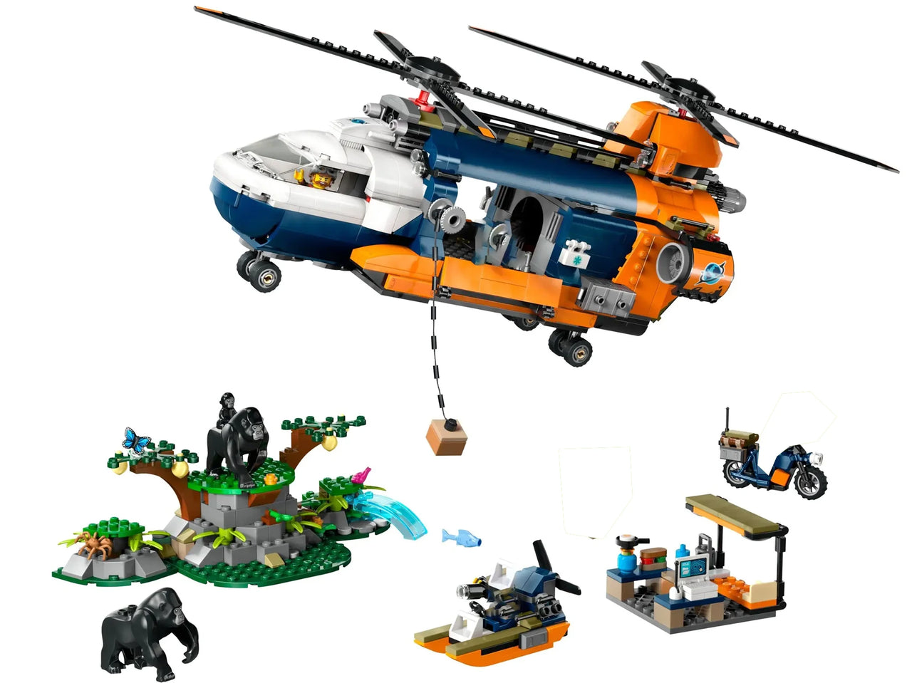 881PCS Jungle Rescue Mission City Jungle Explorer Helicopter Figures Bricks