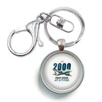 Thumbnail for Saab 2000 - Cartoon - Circle Key Chain - White