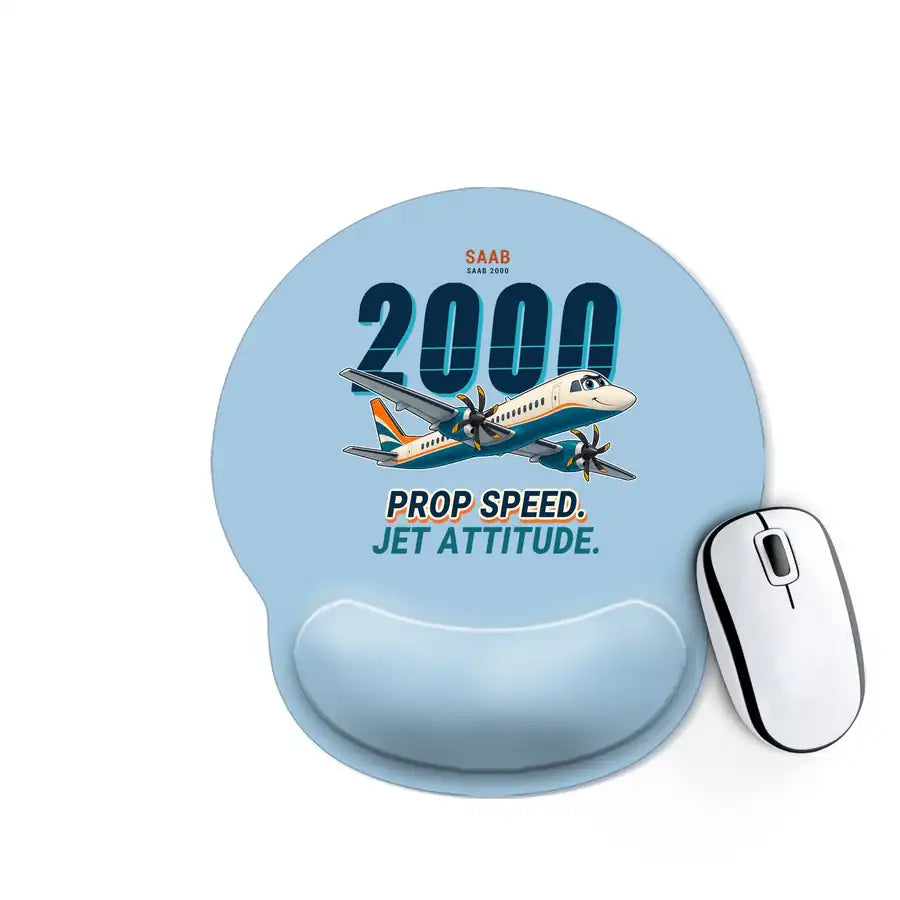 Saab 2000 - Cartoon - Ergonomic Mouse Pad - Light Blue