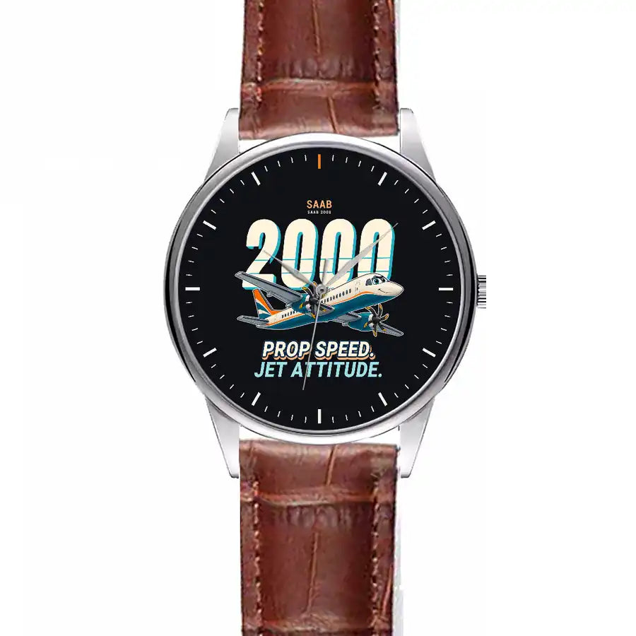 Saab 2000 - Cartoon - Leather Strap - Striped Brown Leather Strap