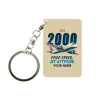 Thumbnail for Saab 2000 - Cartoon + Name - Key Chain - Beige