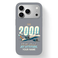 Thumbnail for Saab 2000 - Cartoon + Name - MagSafe iPhone 17 Pro - Gray