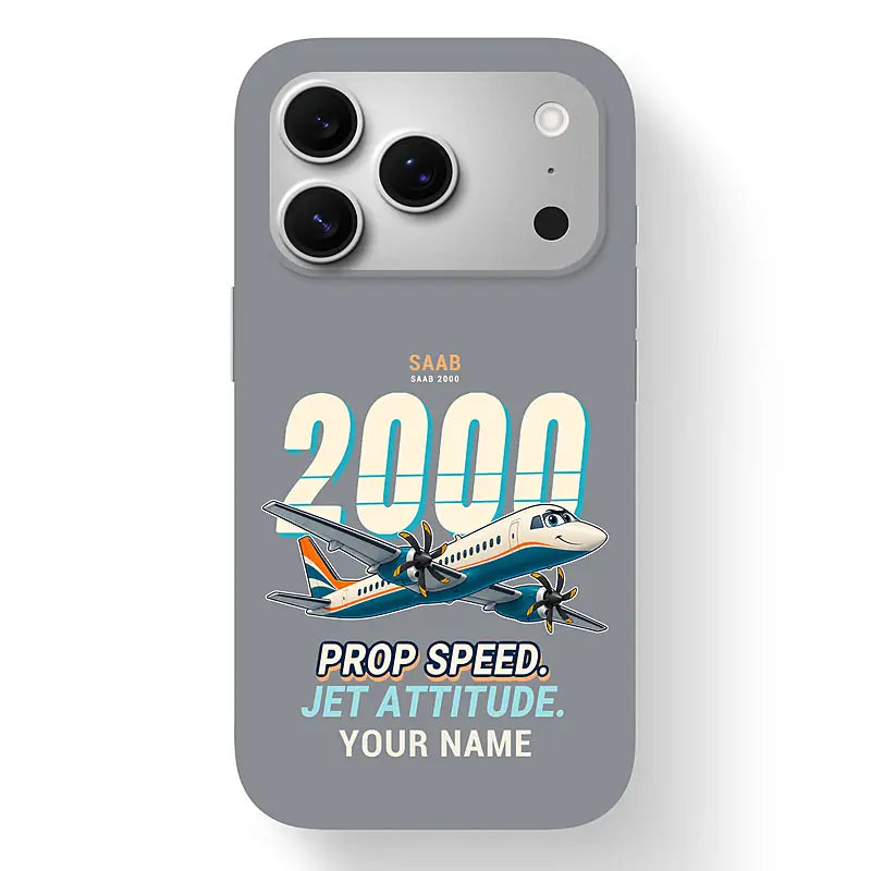 Saab 2000 - Cartoon + Name - MagSafe iPhone 17 Pro - Gray