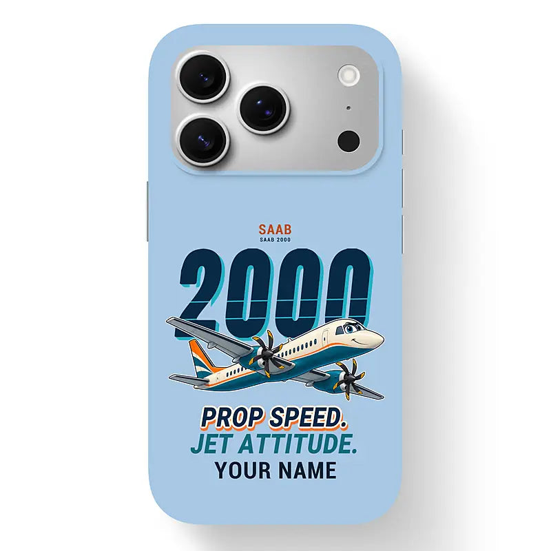 Saab 2000 - Cartoon + Name - MagSafe iPhone 17 Pro - Light Blue