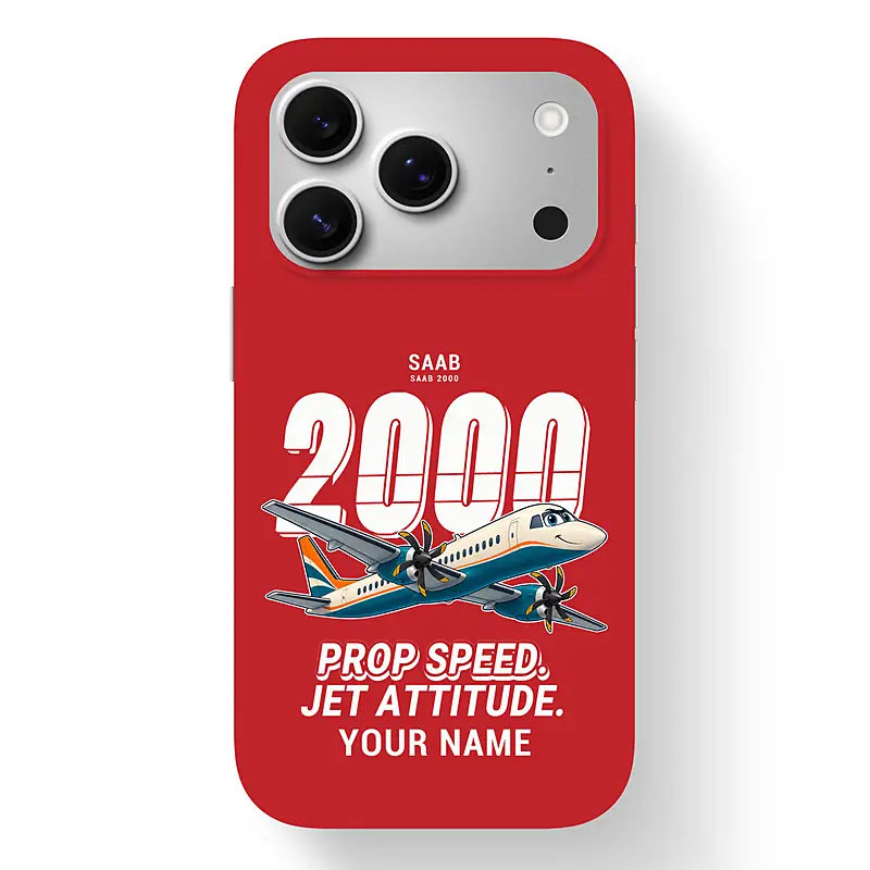 Saab 2000 - Cartoon + Name - MagSafe iPhone 17 Pro - Red