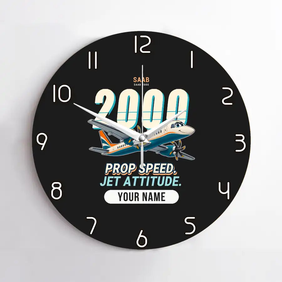 Saab 2000 - Cartoon + Name - No Frame - Black