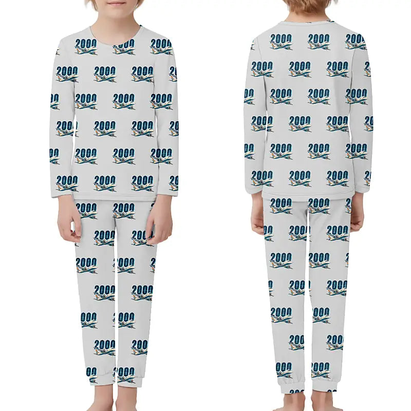 Saab 2000 - Children Pajamas - Cartoon Pattern - Light Gray