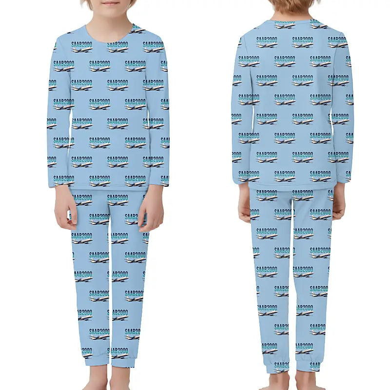 Saab 2000 - Children Pajamas - Original Pattern - Light Blue