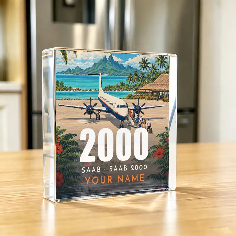 Saab 2000 - Crystal Ornament - 3D + Name - Kitchen
