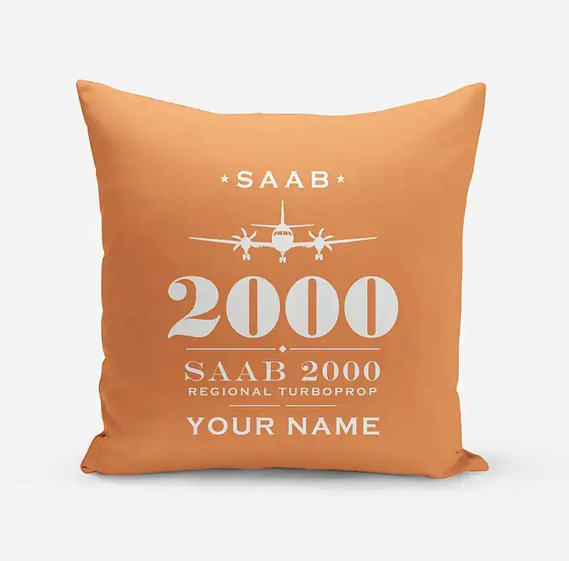 Saab 2000 - Heritage + Name - Pillow - Orange