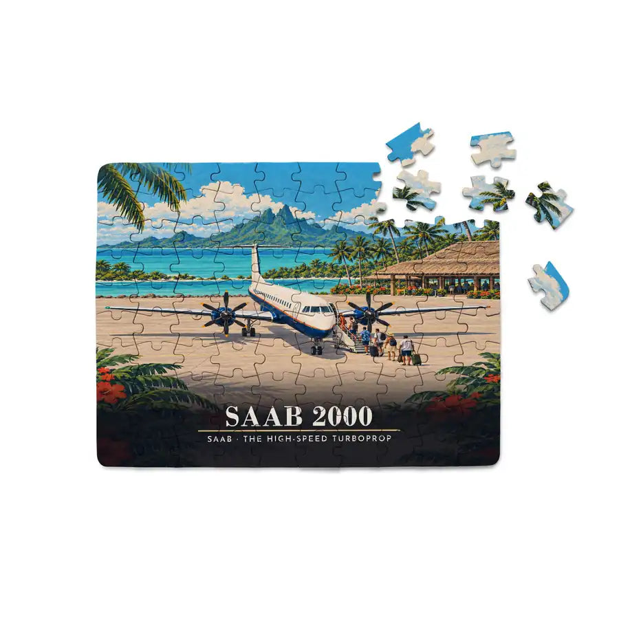 Saab 2000 - Horizontal + Text - Canvas Puzzle