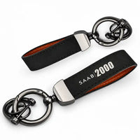 Thumbnail for Saab 2000 - Leather Key Chain - Horseshoe Buckle - Tag - Black