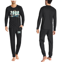 Thumbnail for Saab 2000 - Men Pajamas - Cartoon Chest - Black