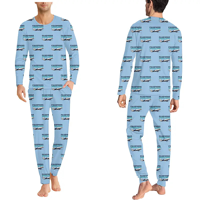 Saab 2000 - Men Pajamas - Original Pattern - Light Blue