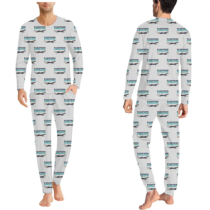 Saab 2000 - Men Pajamas - Original Pattern - Light Gray