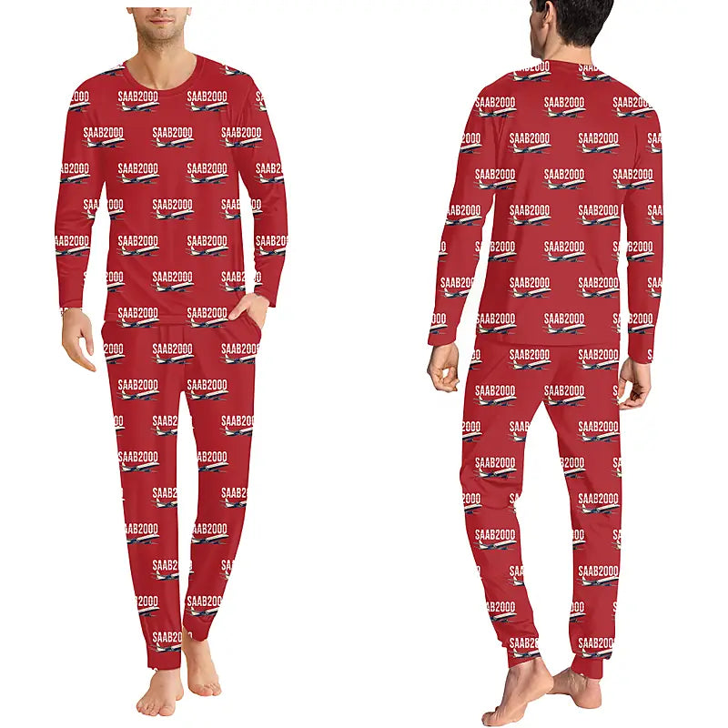Saab 2000 - Men Pajamas - Original Pattern - Red