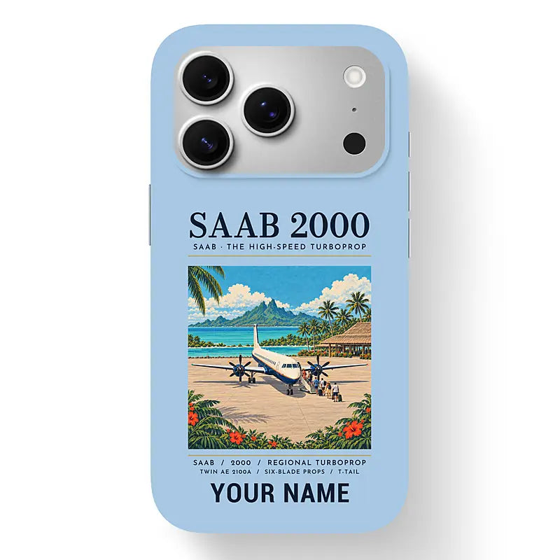 Saab 2000 - Poster + Name - MagSafe iPhone 17 Pro - Light Blue
