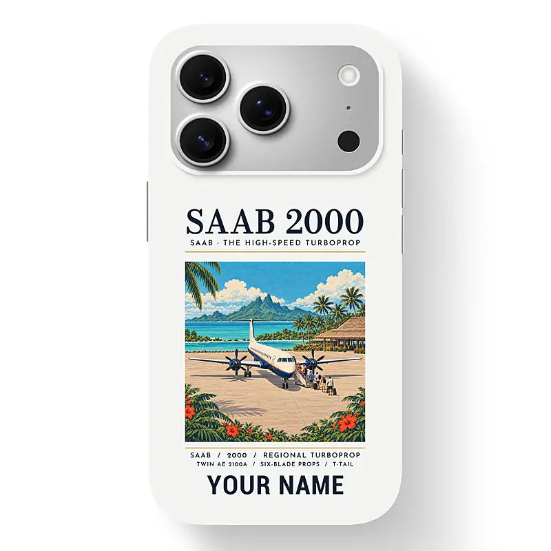 Saab 2000 - Poster + Name - MagSafe iPhone 17 Pro - White
