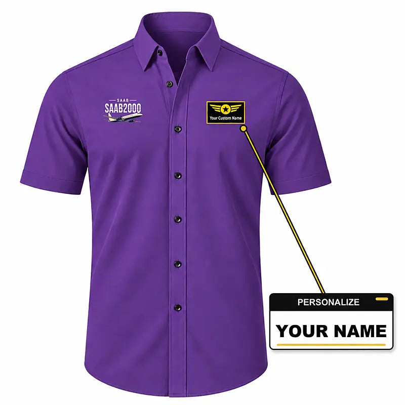 Saab 2000 - Short Sleeve Shirt - Original - Purple + NAME