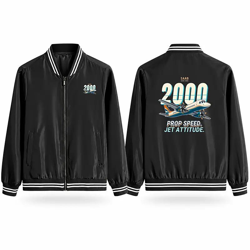 Saab 2000 Stylish Jackets - Baseball Collar - Cartoon - Black