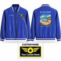 Thumbnail for Saab 2000 Stylish Jackets - Baseball Collar - Poster + Name - Royal Blue
