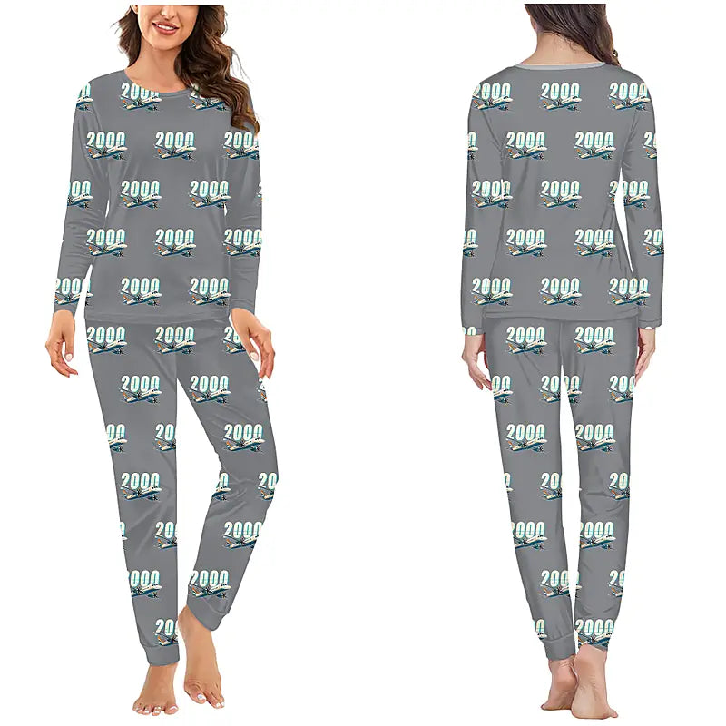 Saab 2000 - Women Pajamas - Cartoon Pattern - Gray