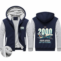 Thumbnail for Saab 2000 Zipped Sweatshirts - Cartoon - Navy & Gray