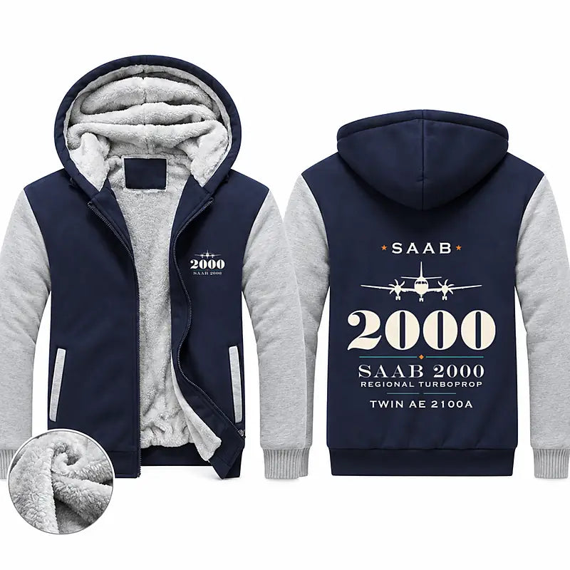 Saab 2000 Zipped Sweatshirts - Heritage - Navy & Gray