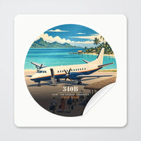 Thumbnail for Saab 340B - 3D + Name - Circle Sticker - Peel