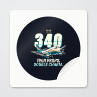 Thumbnail for Saab 340B - Cartoon - Circle Sticker - Peel