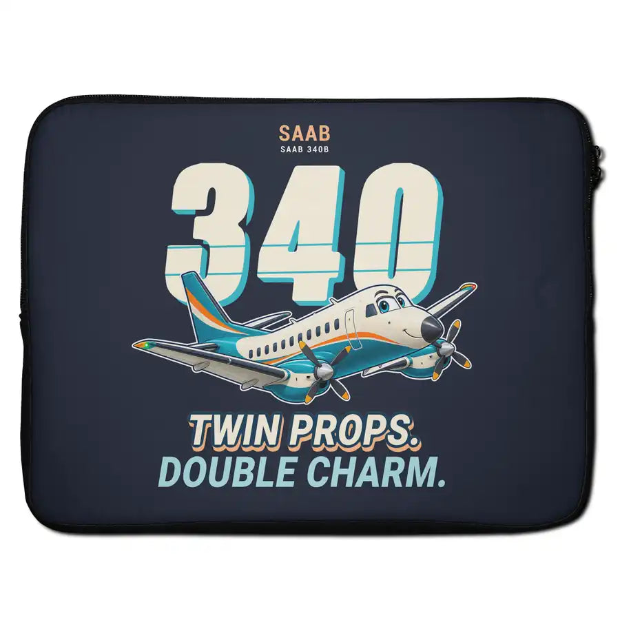 Saab 340B - Cartoon - Laptop Sleeve