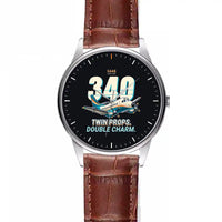 Thumbnail for Saab 340B - Cartoon - Leather Strap - Striped Brown Leather Strap