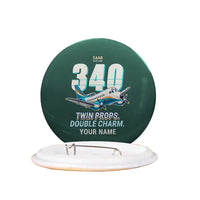 Thumbnail for Saab 340B - Cartoon + Name - Pin - Dark Green