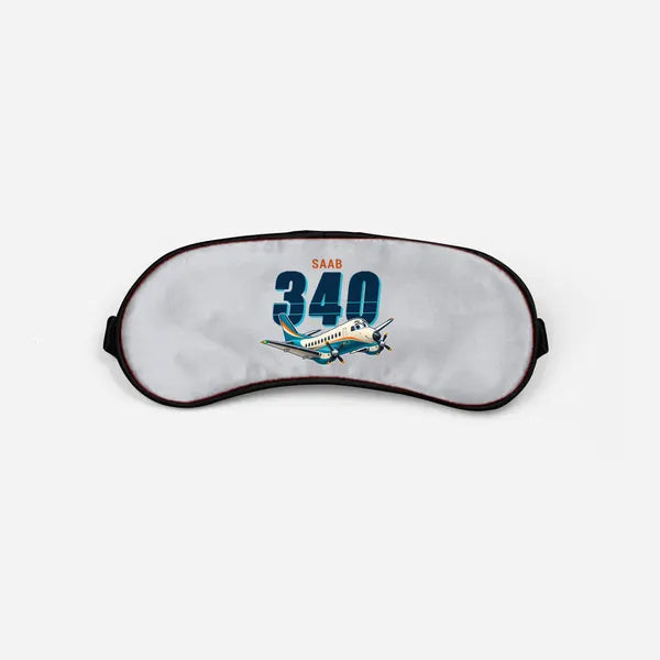 Saab 340B - Cartoon - Sleep Mask - Light Gray