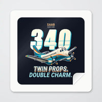 Thumbnail for Saab 340B - Cartoon - Square Sticker - Peel