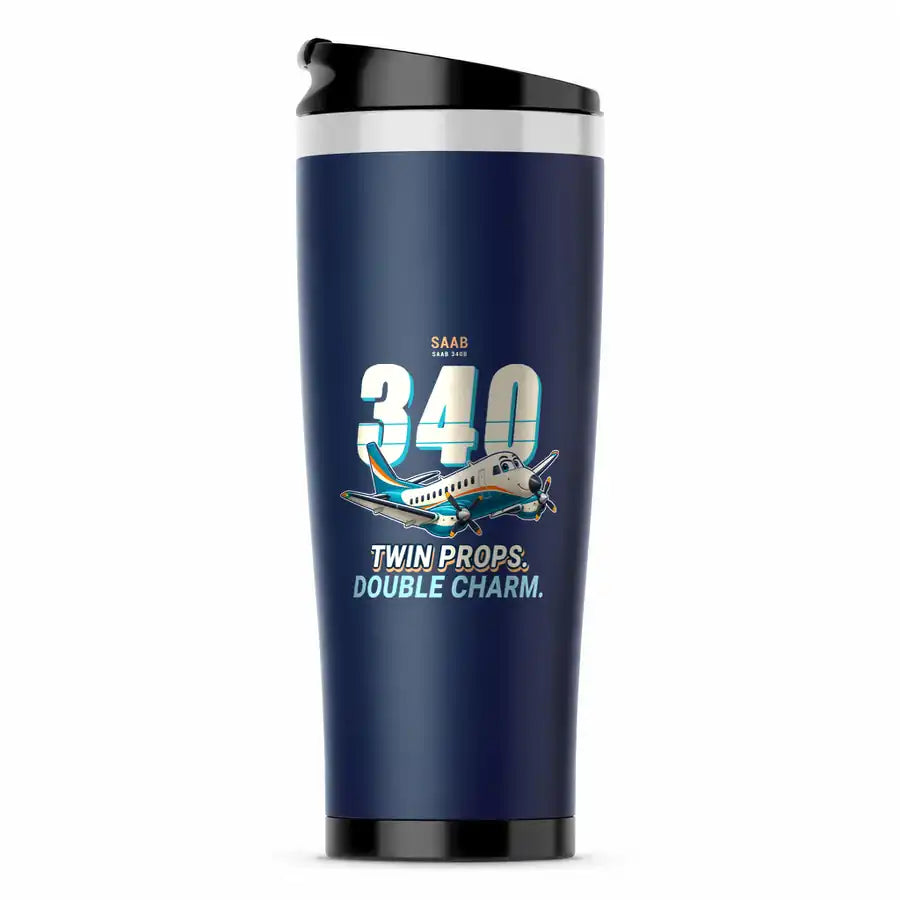 Saab 340B - Cartoon - Stainless Steel (No Holder) - Dark Blue