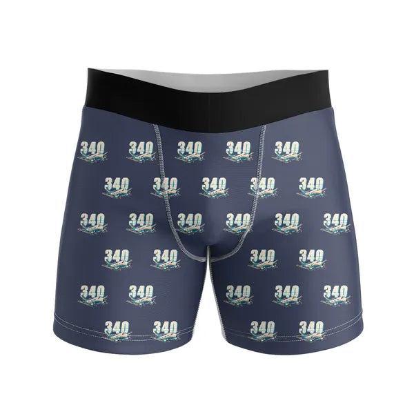 Saab 340B - Men Boxers - Cartoon Pattern - Navy Blue