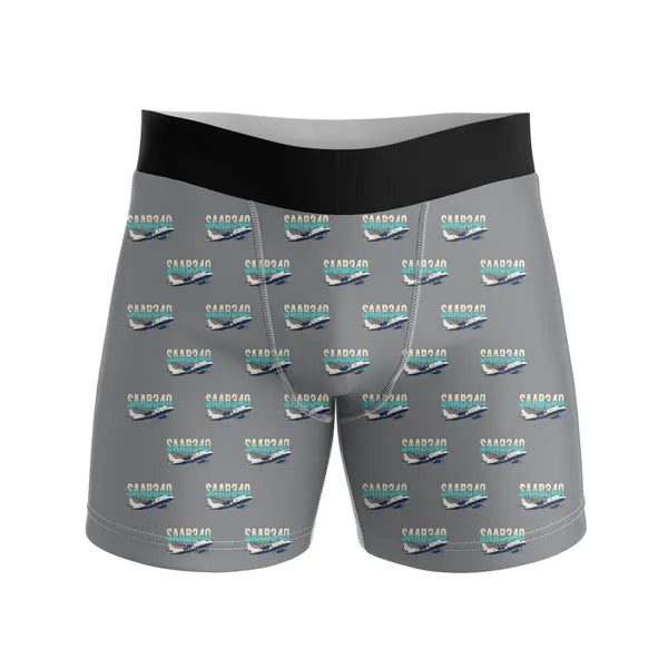 Saab 340B - Men Boxers - Original Pattern - Gray