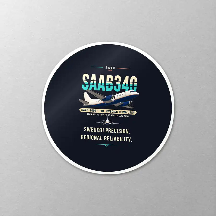 Saab 340B - Original - Circle Sticker - Close-up