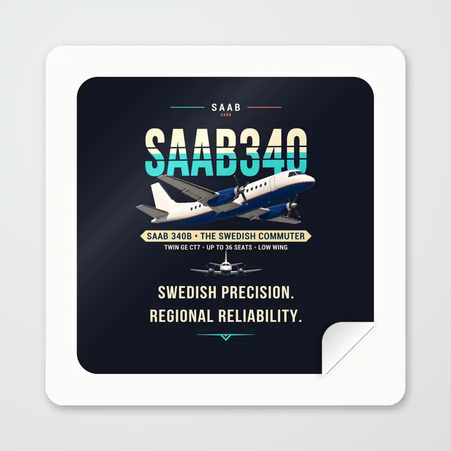 Saab 340B - Original - Square Sticker - Peel