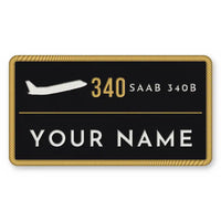 Thumbnail for Saab 340B Patches - Rectangle + Name - Black Gold