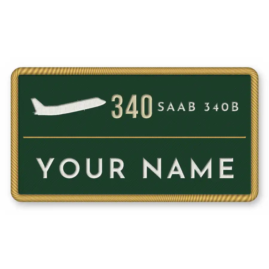 Saab 340B Patches - Rectangle + Name - Forest Gold