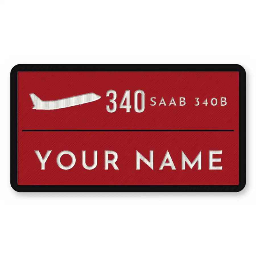 Saab 340B Patches - Rectangle + Name - Red White