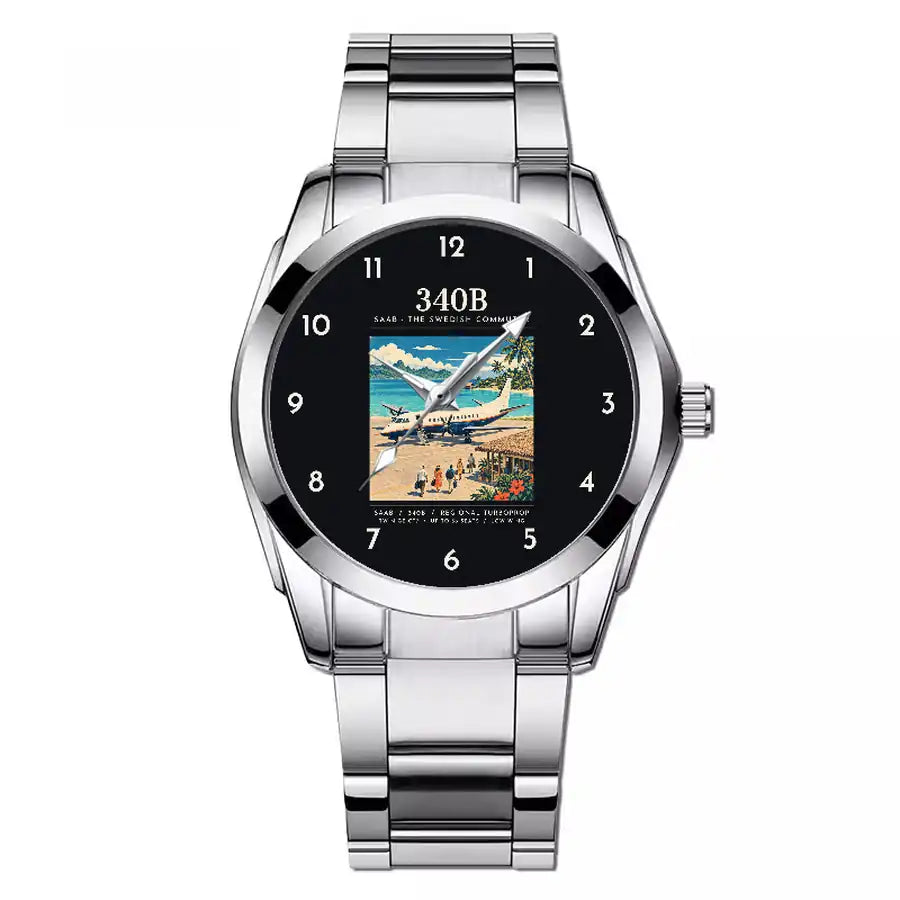 Saab 340B - Poster - Stainless Steel Band - For Men