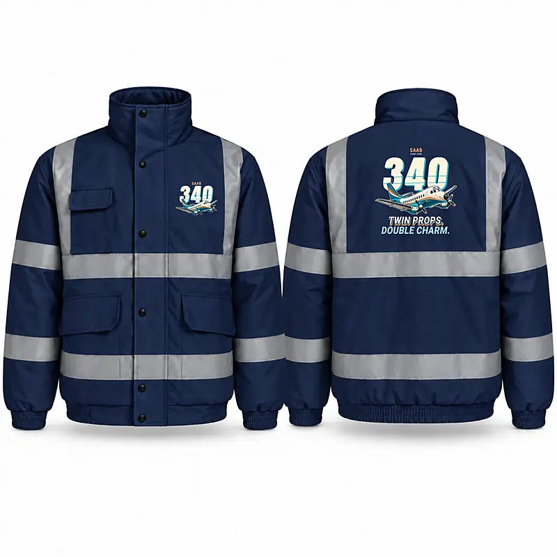 Saab 340B Reflective Winter Jackets - Cartoon - Navy Blue