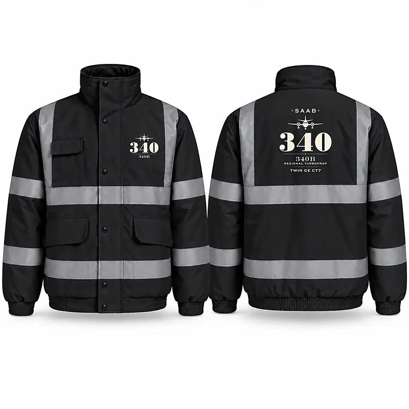 Saab 340B Reflective Winter Jackets - Heritage - Black