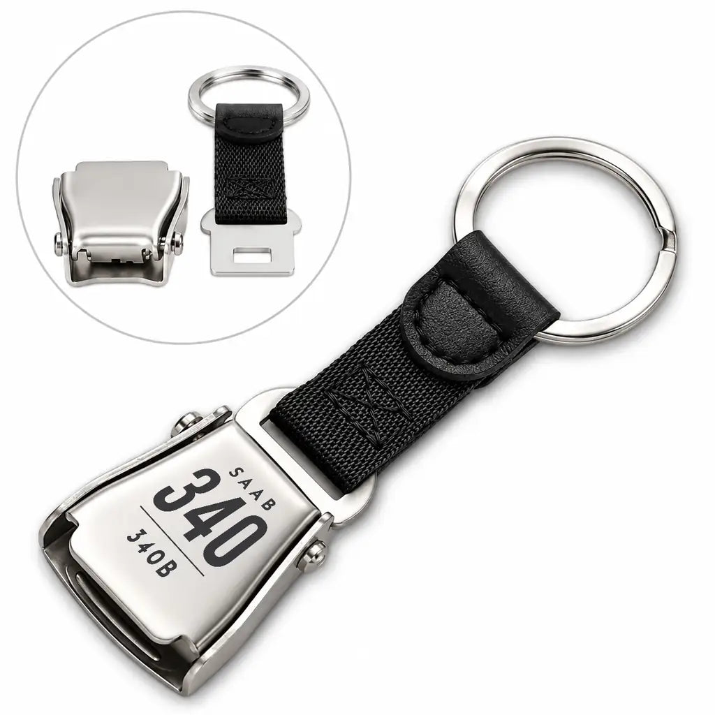 Saab 340B - Seat Belt Key Chain - Tag - Black